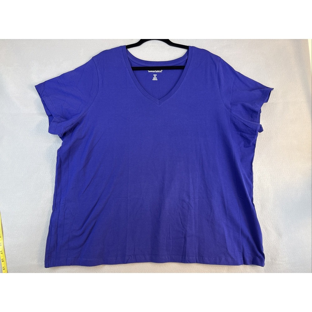 Woman Within 26/28 2x Petite Woman's Shortsleeve Top, Blue